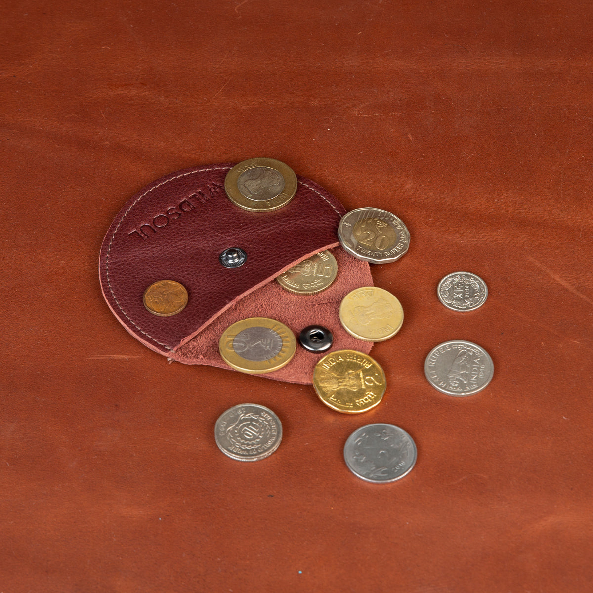 Wildsoul Single Button Coin Case Burgundy 05