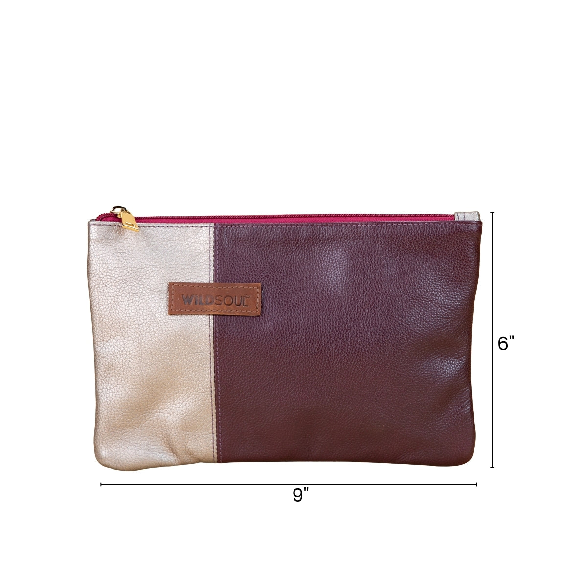 Wildsoul Slim Zip Pouch Burgundy Silver