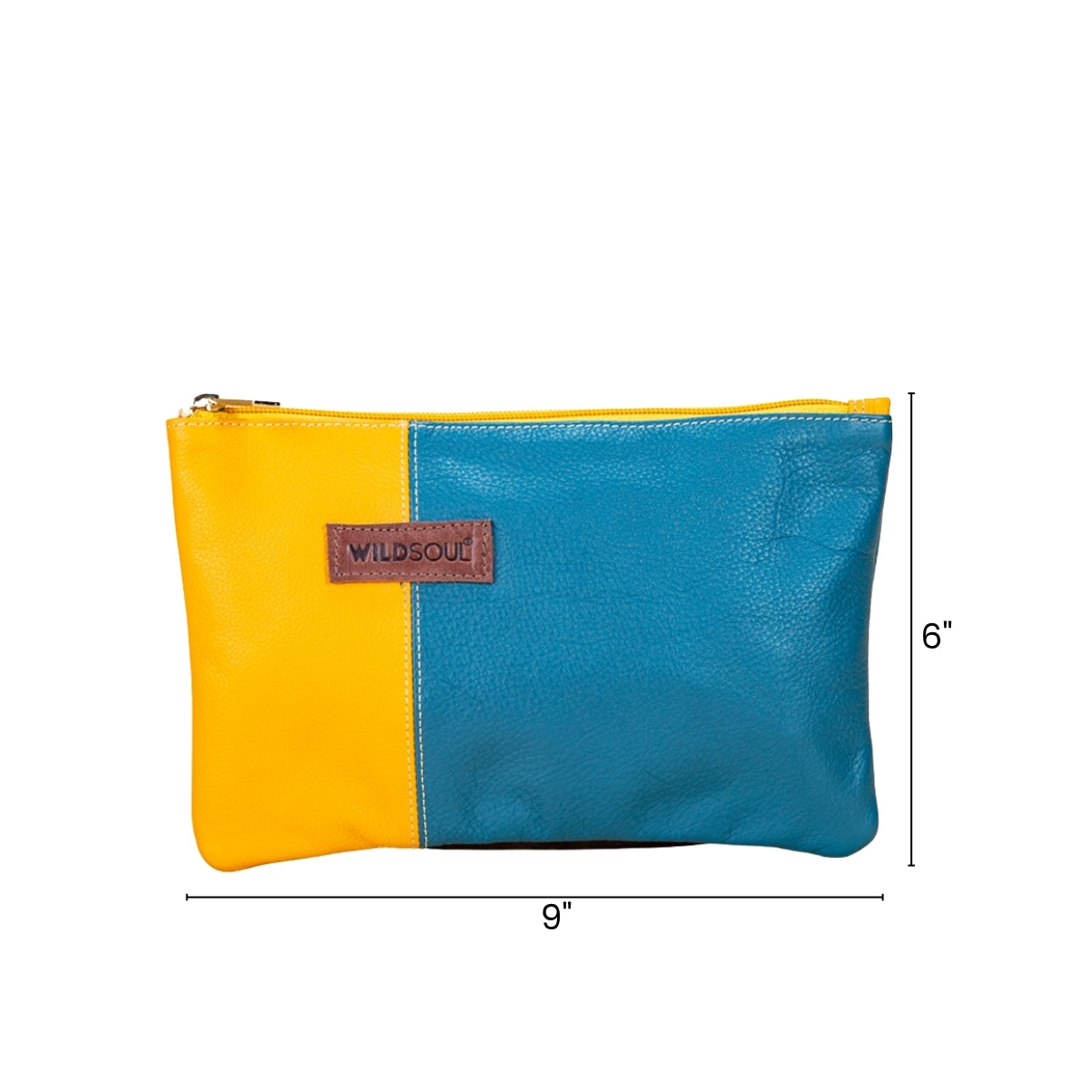 Wildsoul Slim Zip Pouch Azure Blue & Golden Yellow
