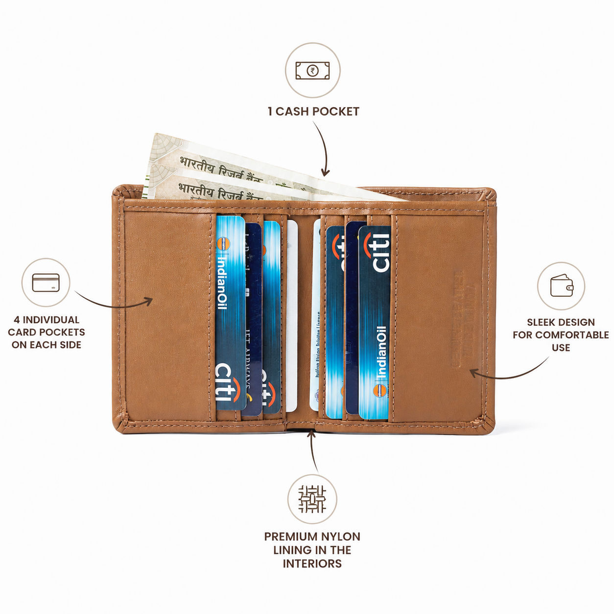 Wildsoul Bi Fold Card Wallet Cappuccino 05