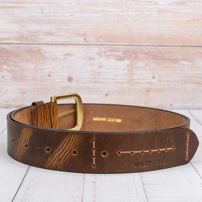 Wildsoul Casual Oil Pull Up Leather Belt Khakhi 04