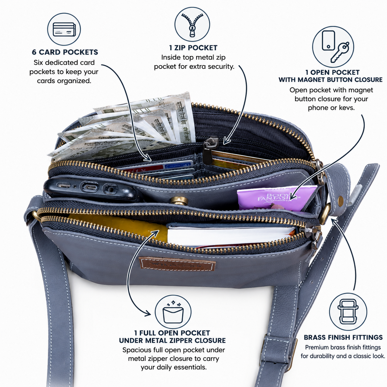 Wildsoul Double Zip Sling Slate Gray 10
