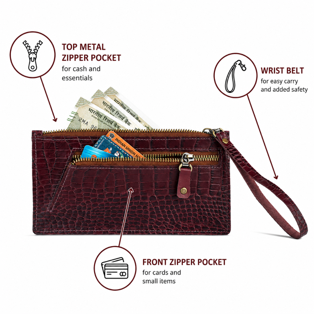 Wildsoul Sleek Zip Wallet Sangria 06