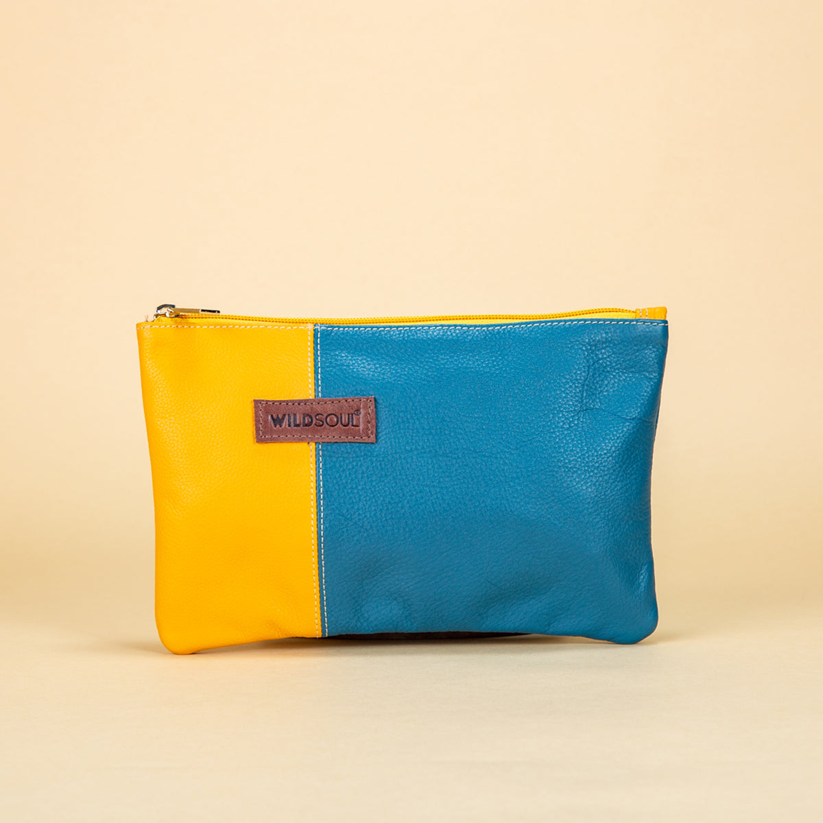 Wildsoul Slim Zip Pouch Azure Blue & Golden Yellow 01