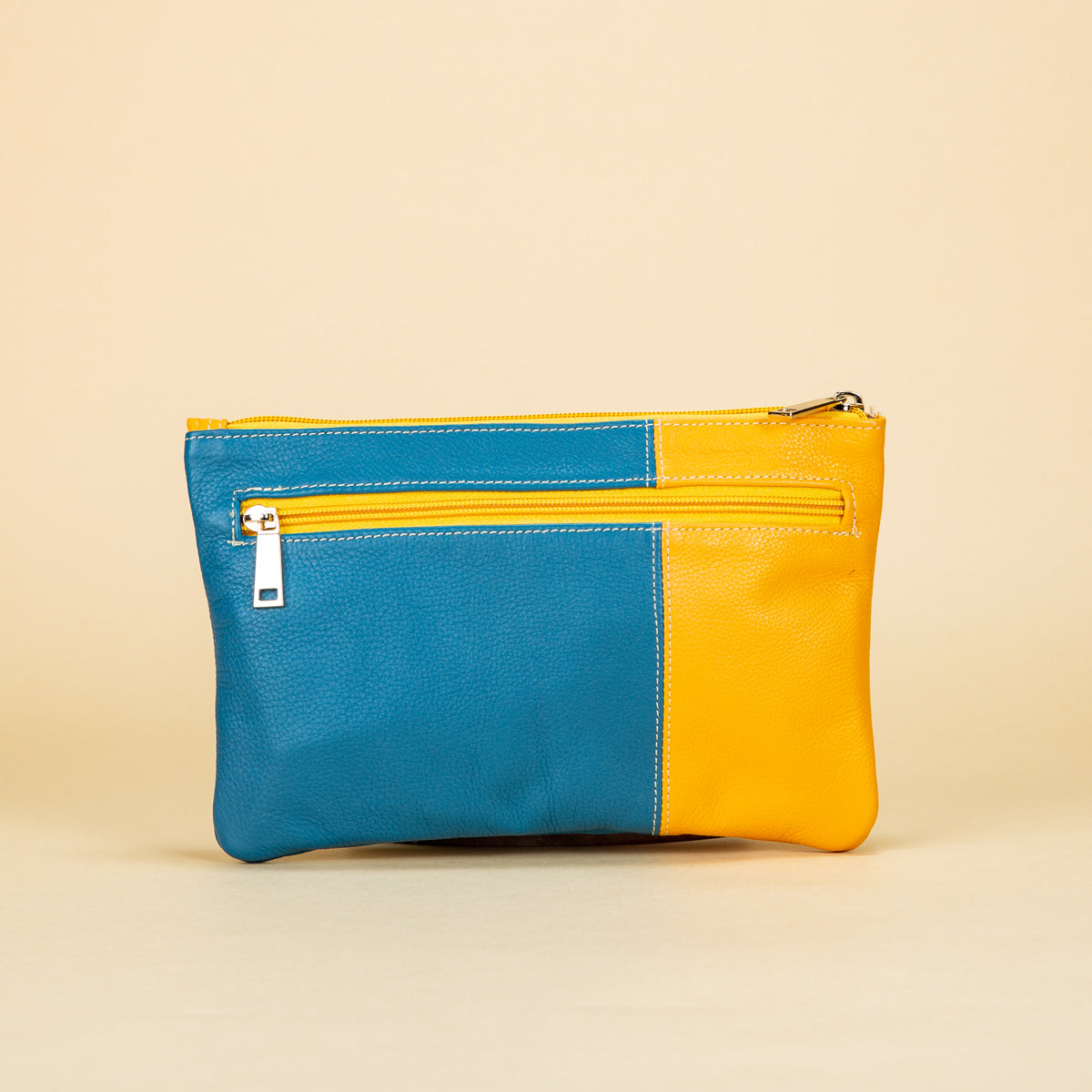 Slim Zip Pouch Azure Blue & Yellow 02