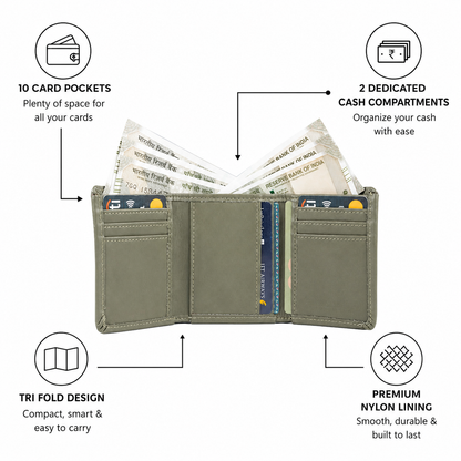 Wildsoul Tri Fold Wallet Olive Gray 04
