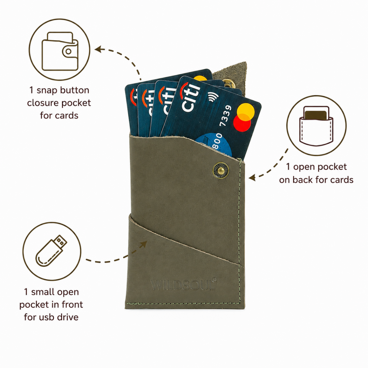 Wildsoul Clean Cut Card Holder Olive