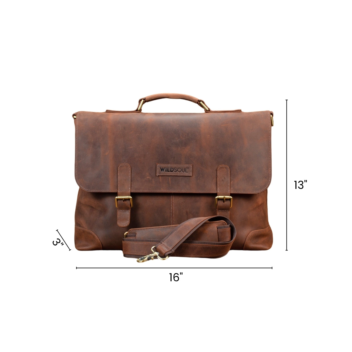 Wildsoul Clean Cut Flap Laptop Bag Walnut Brown