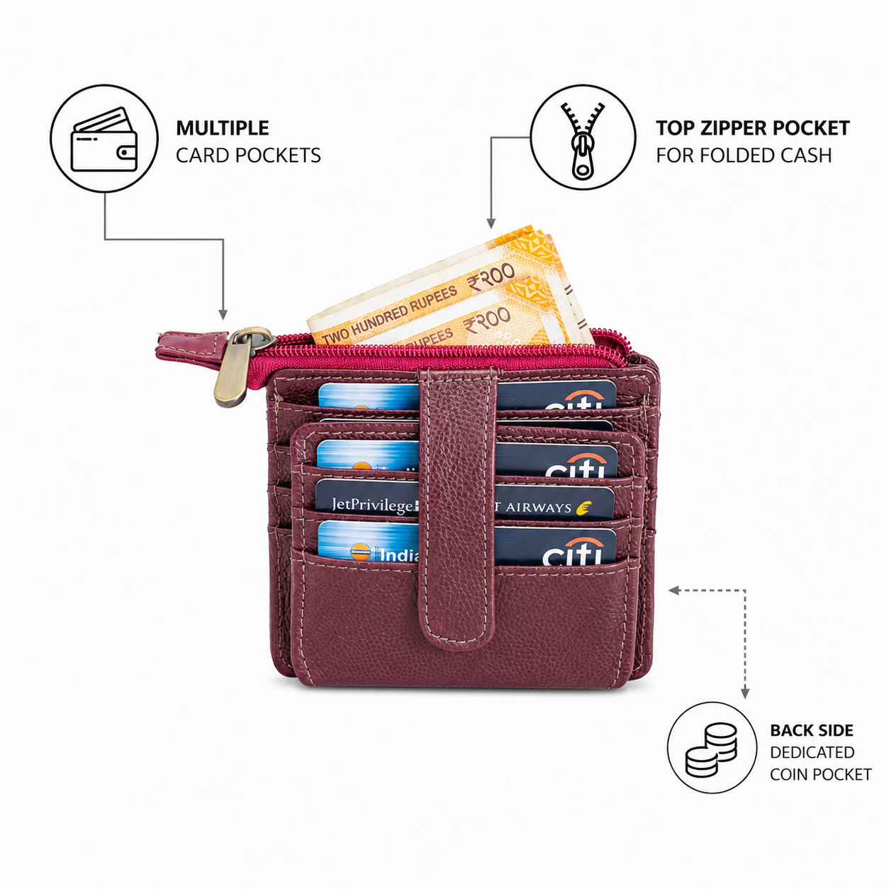 Wildsoul Unisex Wallet Burgundy 03
