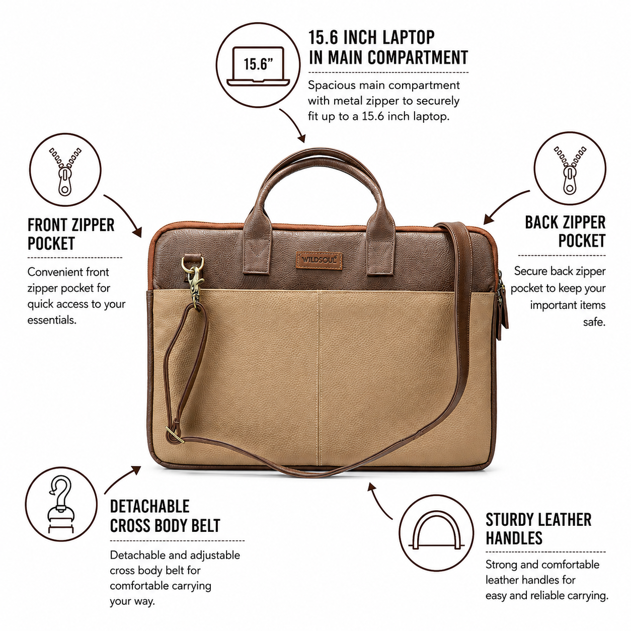 Wildsoul Sleek Laptop Bag Desert 