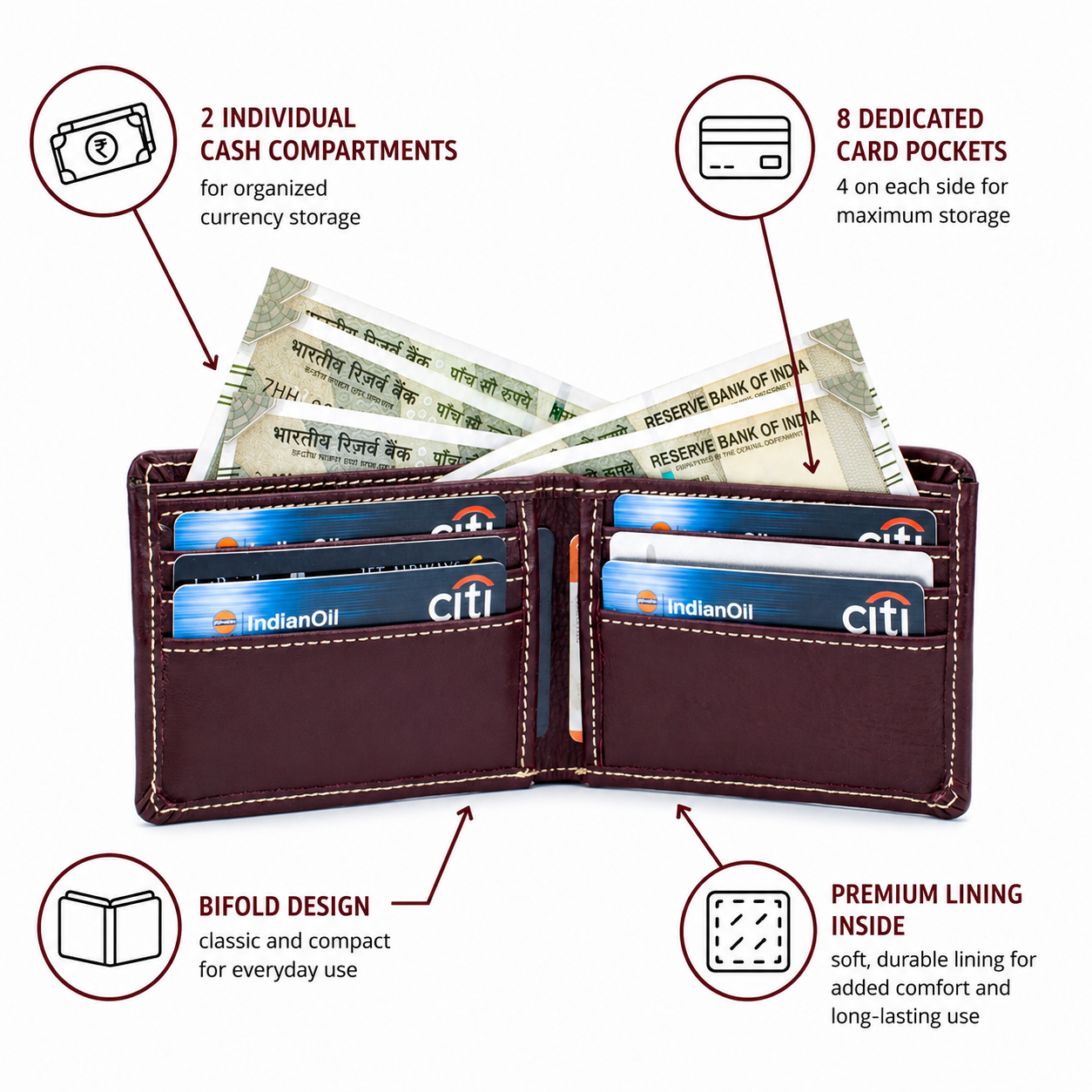Wildsoul Sleek Cash Wallet Burgundy
